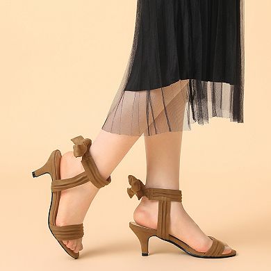 Open Toe Ankle Tie Bridal Kitten Heels Sandals for Women