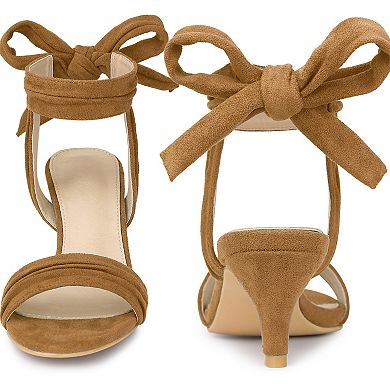 Open Toe Ankle Tie Bridal Kitten Heels Sandals for Women