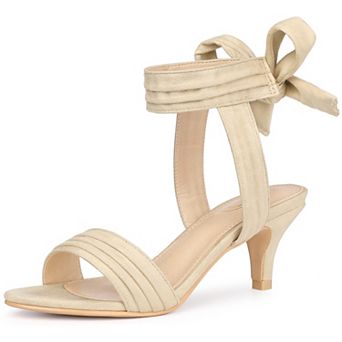 Open Toe Ankle Tie Bridal Kitten Heels Sandals for Women