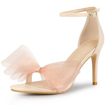 Open Toe High Heels Ankle Strap Bow Tie Stiletto Heel Sandals for Women