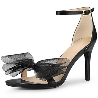 Open Toe High Heels Ankle Strap Bow Tie Stiletto Heel Sandals for Women