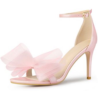 Open Toe High Heels Ankle Strap Bow Tie Stiletto Heel Sandals for Women