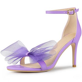 Open Toe High Heels Ankle Strap Bow Tie Stiletto Heel Sandals for Women