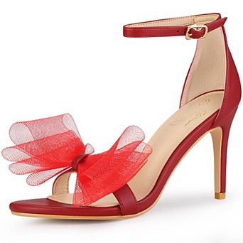 Open Toe High Heels Ankle Strap Bow Tie Stiletto Heel Sandals for Women