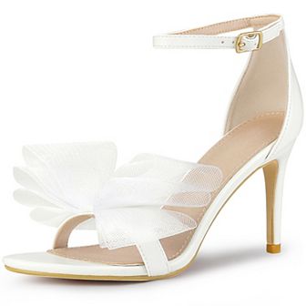 Open Toe High Heels Ankle Strap Bow Tie Stiletto Heel Sandals for Women