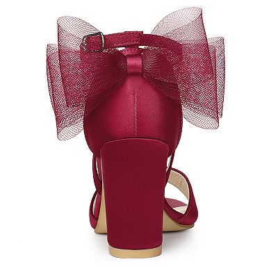 Women's Bow Shoes Open Toe Chunky Heel Sandals