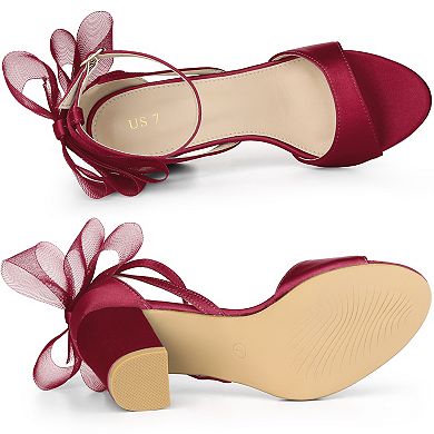 Women's Bow Shoes Open Toe Chunky Heel Sandals