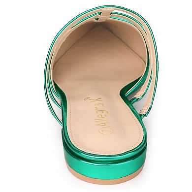 Women's Glitter Pointed Toe Flats Mules