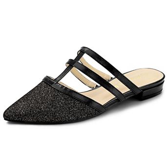 Women's Glitter Pointed Toe Flats Mules