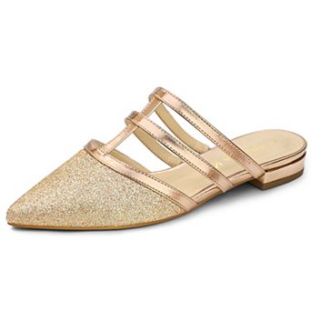 Women's Glitter Pointed Toe Flats Mules