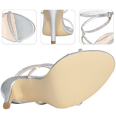 Rhinestones Crisscross Heel Stiletto Heel Sandals for Women