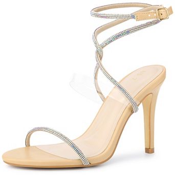 Rhinestones Crisscross Heel Stiletto Heel Sandals for Women