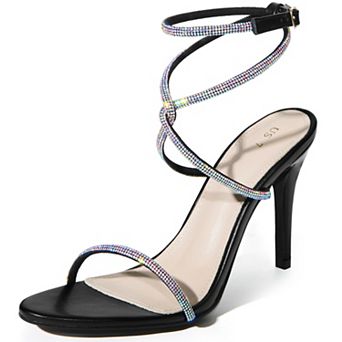 Rhinestones Crisscross Heel Stiletto Heel Sandals for Women