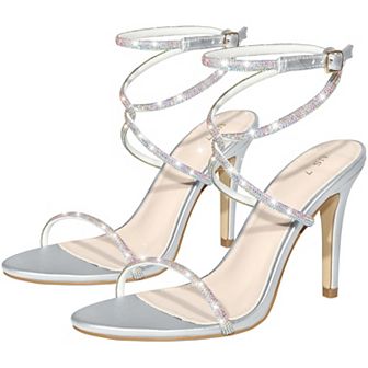 Rhinestones Crisscross Heel Stiletto Heel Sandals for Women