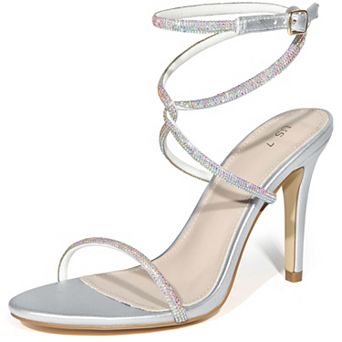 Rhinestones Crisscross Heel Stiletto Heel Sandals for Women
