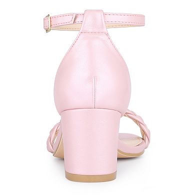 Women's Chunky Heels Ankle Strap Braided Heel Sandals