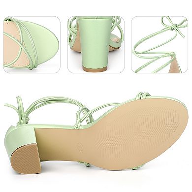 Lace Up Heels Strappy Chunky Heel Sandals for Women
