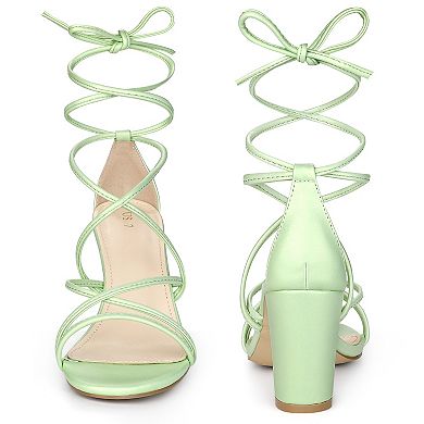 Lace Up Heels Strappy Chunky Heel Sandals for Women