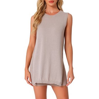 Women Sleeveless Knit Sweater 2 pc Tank Top Lounge Set Biker Shorts Set Pajamas