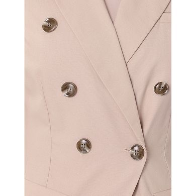 Short Sleeve Blazer for Women's Double Breasted Work Office Blazer