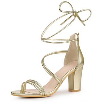 Open Toe Strappy Lace Up Chunky Heel Sandals for Women