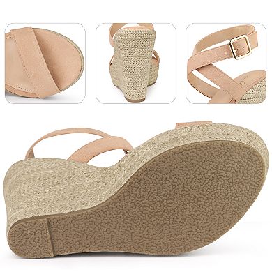Platform Open Toe Crisscross Espadrille Heel Wedge Sandals for Women