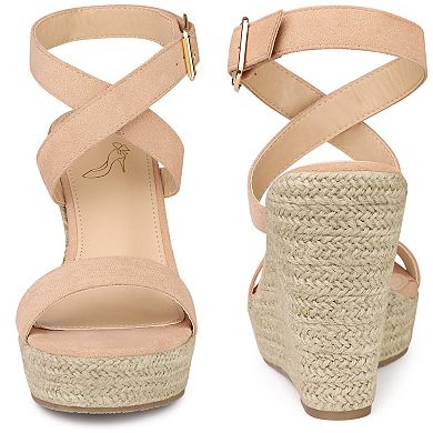 Platform Open Toe Crisscross Espadrille Heel Wedge Sandals for Women
