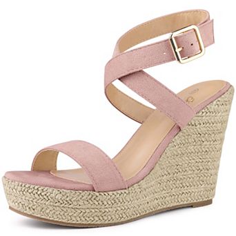 Platform Open Toe Crisscross Espadrille Heel Wedge Sandals for Women