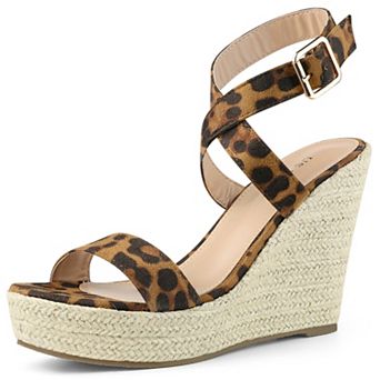 Platform Open Toe Crisscross Espadrille Heel Wedge Sandals for Women