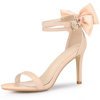 Women's Heel with Bow Back Open Toe Stilettos Heels Sandals