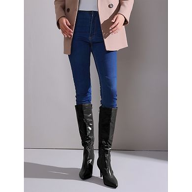 Stone Pattern Stiletto Heels Knee High Boots for Women