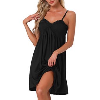 Womens Lingerie Lace Sleeveless Soft Nightgown V Neck Chemise Loungewear