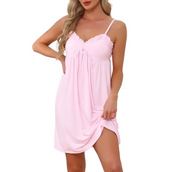 Womens Lingerie Lace Sleeveless Soft Nightgown V Neck Chemise Loungewear