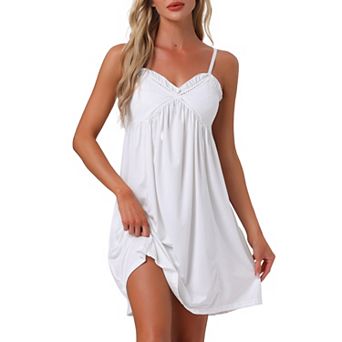 Womens Lingerie Lace Sleeveless Soft Nightgown V Neck Chemise Loungewear