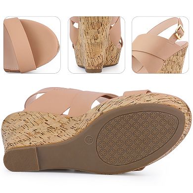 Open Toe Cork Platform Wedge heels Sandals for Women