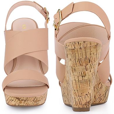 Open Toe Cork Platform Wedge heels Sandals for Women