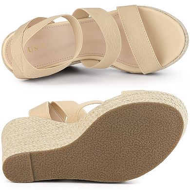 Platform Elastic Straps Espadrilles Wedge Sandals for Women