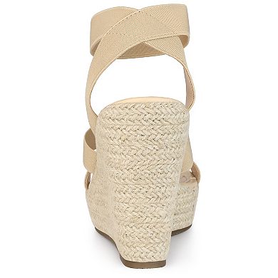 Platform Elastic Straps Espadrilles Wedge Sandals for Women