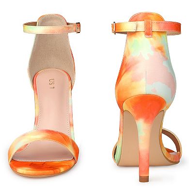 Tie Dye Ankle Strap Stiletto Heels Sandals for Women