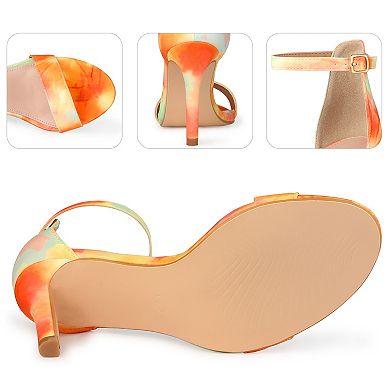 Tie Dye Ankle Strap Stiletto Heels Sandals for Women