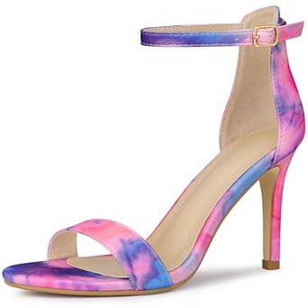 Tie Dye Ankle Strap Stiletto Heels Sandals for Women
