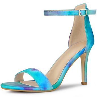 Tie Dye Ankle Strap Stiletto Heels Sandals for Women