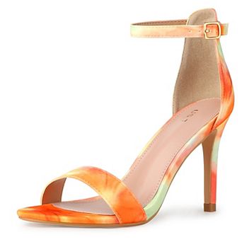 Tie Dye Ankle Strap Stiletto Heels Sandals for Women