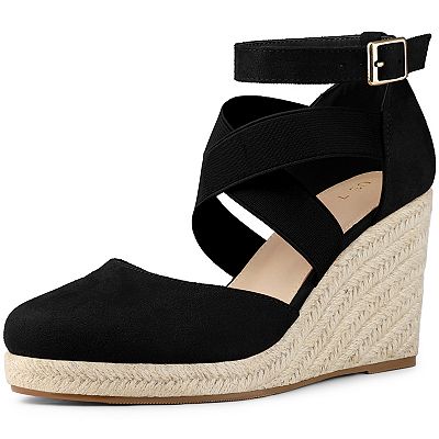 Sandales à Talons Compensés En Simili Daim Marron - Pointure US 10 - Occasion Très Bon état