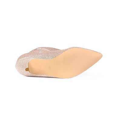 Women's Glitter Pointed Toe Stiletto Heel Over the Knee Thigh High Boots