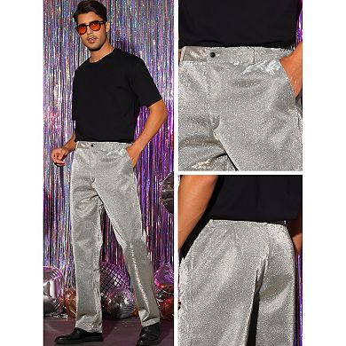 Glitter Pants for Men's Disco Party Dance Sparkle Shiny Slacks Trouser