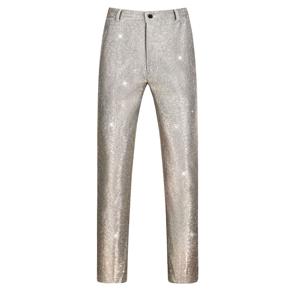 Glitter Pants for Men's Disco Party Dance Sparkle Shiny Slacks Trouser