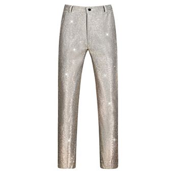 Glitter Pants for Men's Disco Party Dance Sparkle Shiny Slacks Trouser