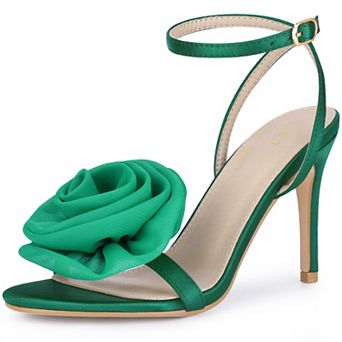 Flower Heels Satin Stiletto High Heel Sandals for Women