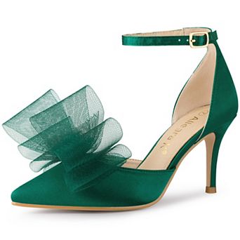 Women's Bow Tie Ankle Strap Stiletto High Heels Pumps